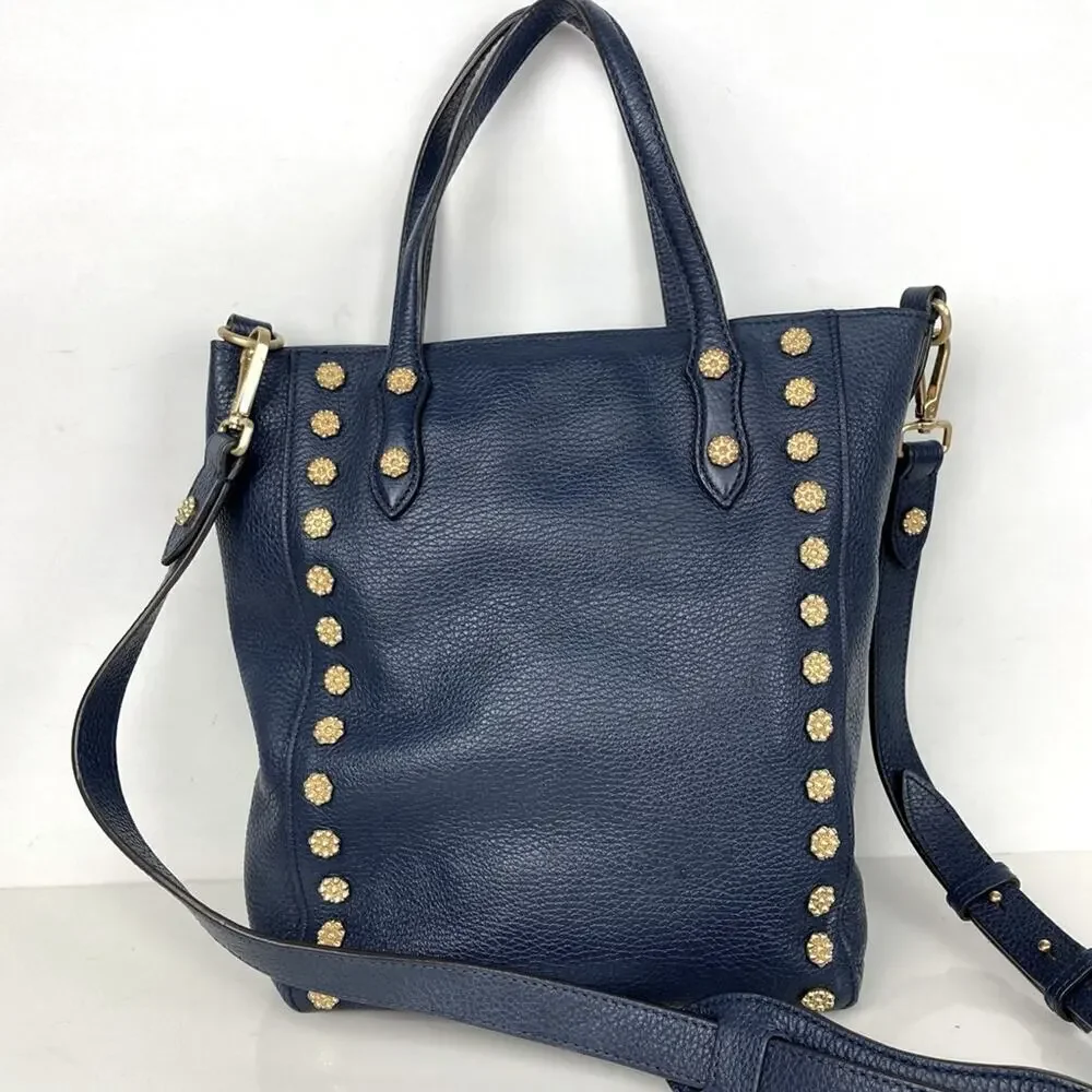 ANNABEL INGALL Leather Daisy Stud Tote in Navy - $465.